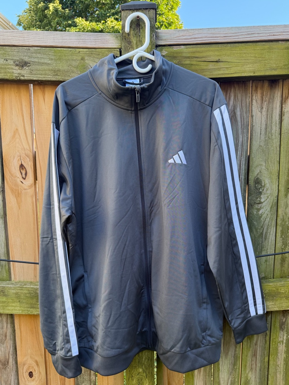 NWT Adidas 3-Stripes Tricot Track Jacket Grey Six Full Zip 2XL